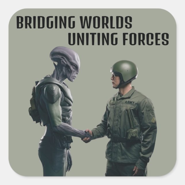 Alien und Soldaten-Sticker-Set Quadratischer Aufkleber (Vorderseite)