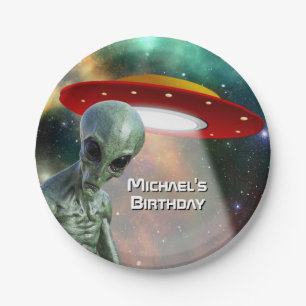 Alien und UFO personifizieren Pappteller