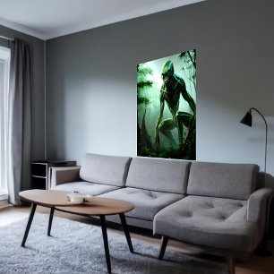 Alien-Ungeheuer im Wald Art der AI Poster
