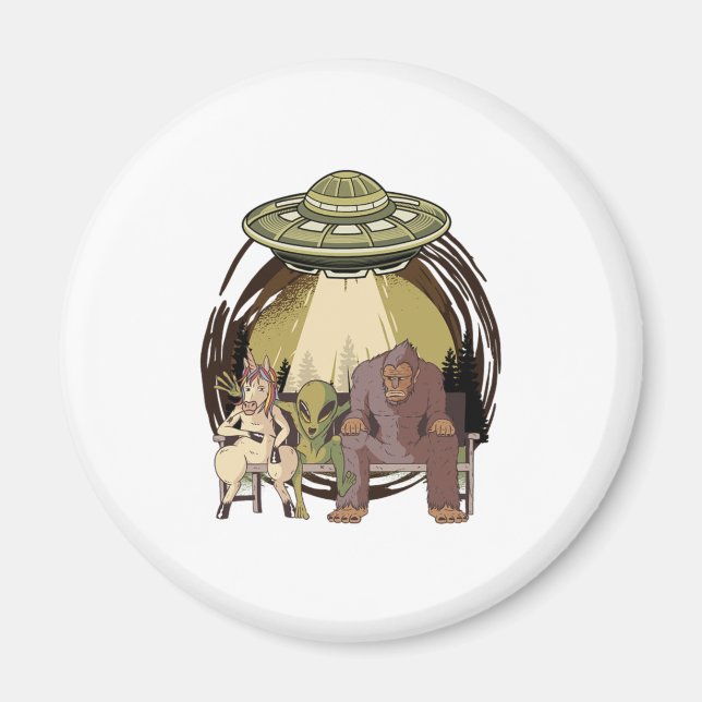 Alien Unicorn Bigfoot Außerirdischen UFO Glaubenss Magnet (Vorne)