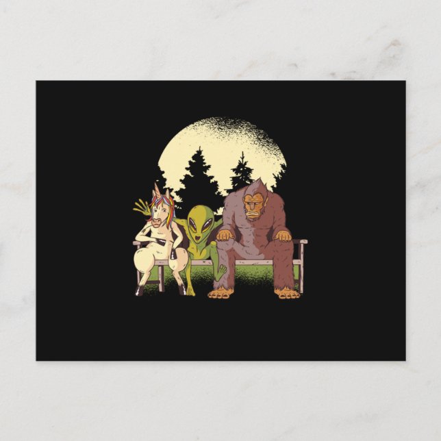 Alien Unicorn Bigfoot UFO Außerirdischen Geschenk Postkarte (Vorderseite)