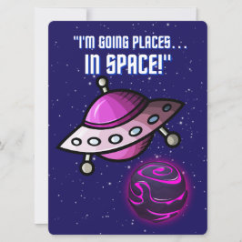 ALIEN, UNIVERSUM, ROCKETSCHAFT, PLANET UND ASTRONA FEIERTAGSKARTE