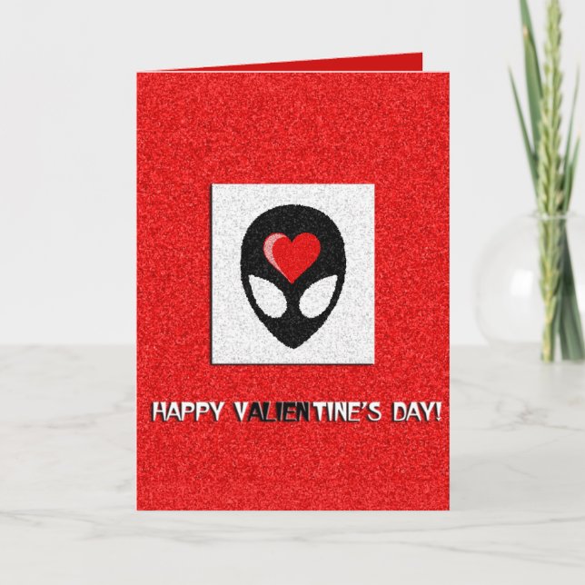 alien Valentine Feiertagskarte (Vorderseite)