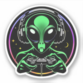 Alien Video Games mit Star Background Aufkleber