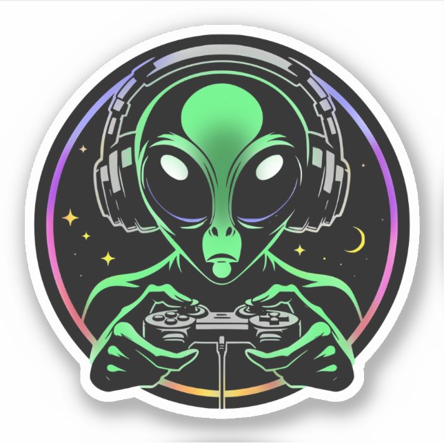 Alien Video Games mit Star Background Aufkleber (Vorderseite)