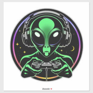 Alien Video Games mit Star Background Aufkleber