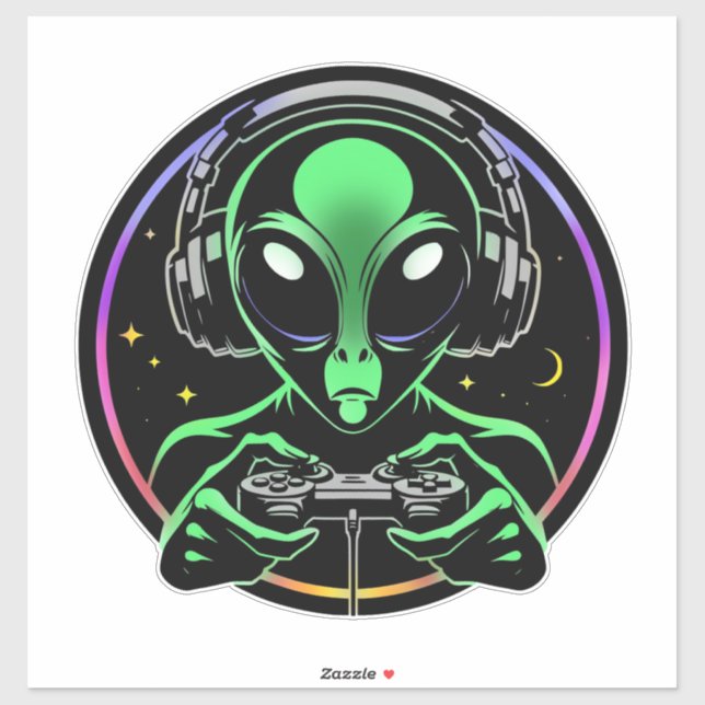 Alien Video Games mit Star Background Aufkleber (Blatt)