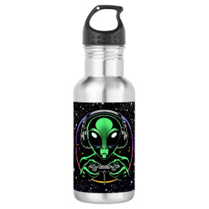 Alien Video Games mit Star Background Edelstahlflasche