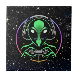 Alien Video Games mit Star Background Fliese