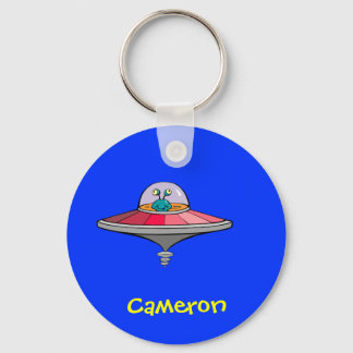 Alien von niedlichen Cartoon in Ufo Personalisiert Schlüsselanhänger