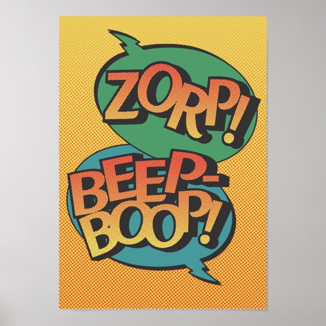 Alien vs Robot Pop-Art Retro Poster (Vorne)