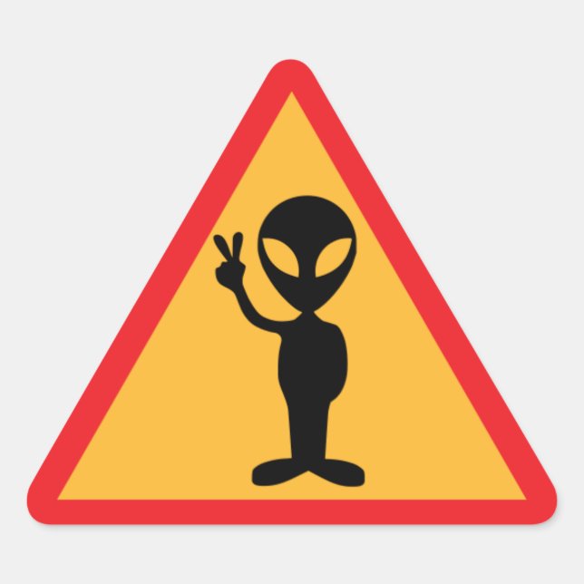 Alien Warning Dreieckiger Aufkleber (Vorderseite)