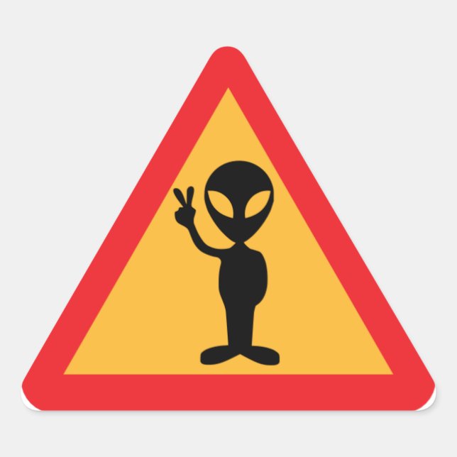 Alien Warning Dreieckiger Aufkleber (Vorderseite)