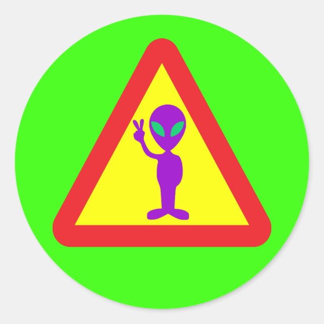 Alien Warning Runder Aufkleber (Vorderseite)