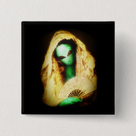 Alien Wearing a Lace Mantilla Button