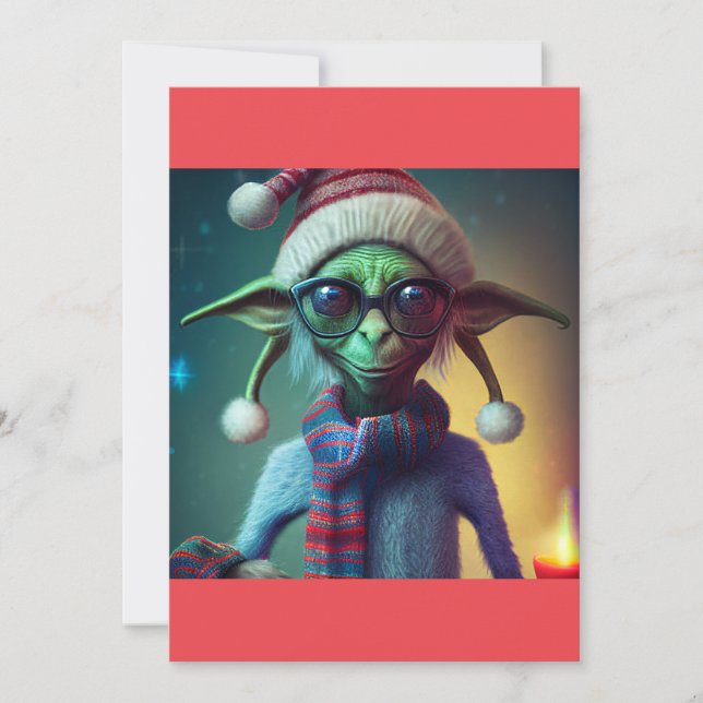 Alien Weihnachten Hippie Elf Geschenk. T-Shirt (Vorderseite)