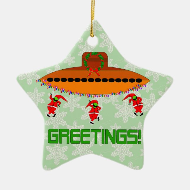 Alien Weihnachten Keramikornament (Vorne)