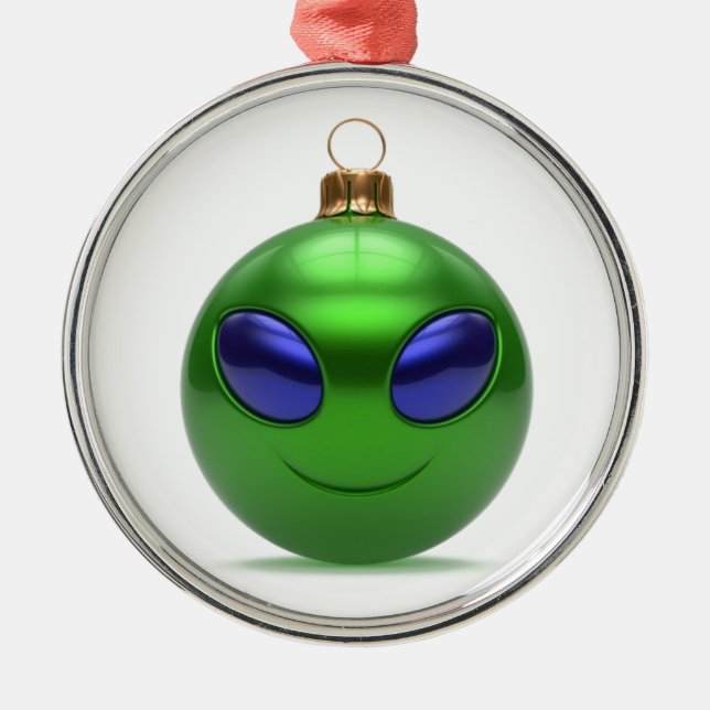 Alien-Weihnachten Silbernes Ornament (Vorne)