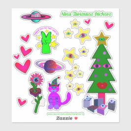 Alien Weihnachtsaufkleber Aufkleber