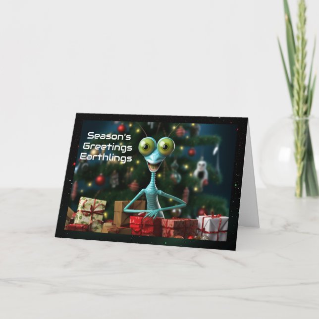 Alien Weihnachtskarte Feiertagskarte (Vorderseite)