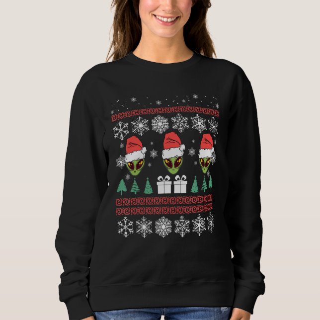 Alien Weihnachtsmannmütze Weihnachten Cool Ugly X  Sweatshirt (Vorderseite)