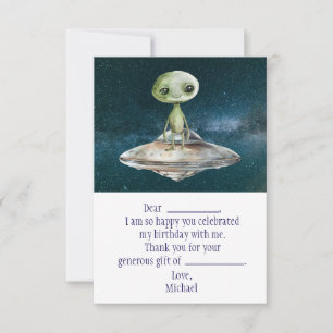 Alien Weltraum Geburtstags Dankeskarten Dankeskarte