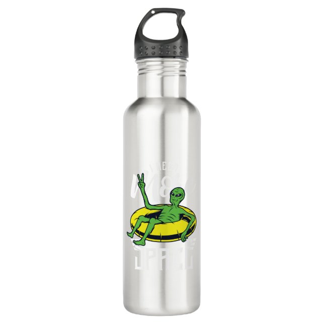 Alien Weltraumurlaub Edelstahlflasche (Vorderseite)