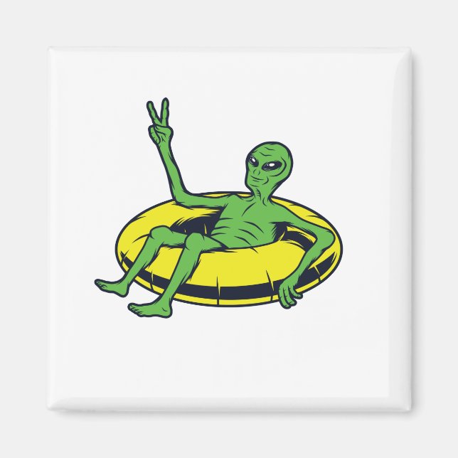 Alien Weltraumurlaub Magnet (Vorne)