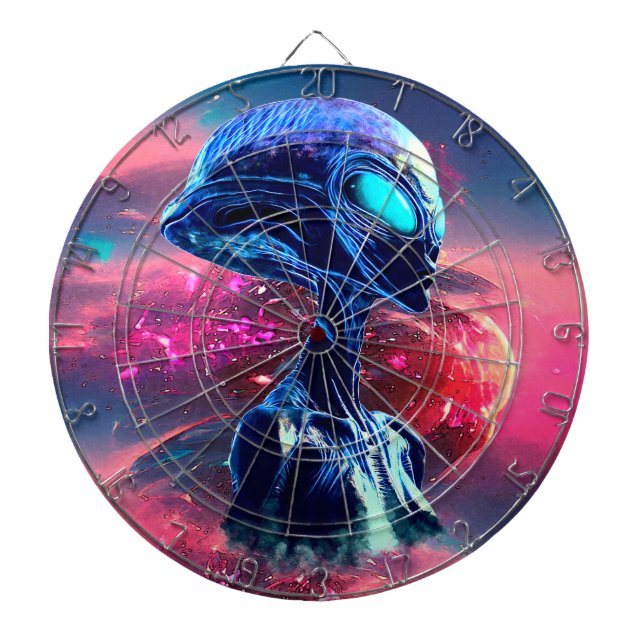 Alien Wisdom Psychedelic Scifi Art Dartscheibe (vorne)