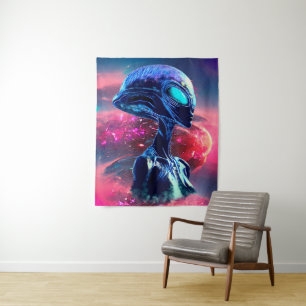 Alien Wisdom Psychedelic Scifi Art Wandteppich