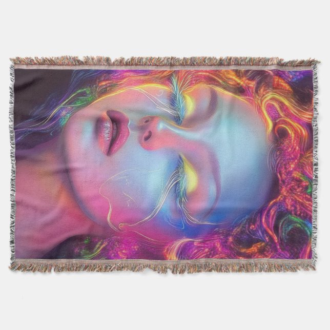 Alien Woman mit kosmischem Haar Decke (Vorderseite)
