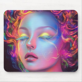 Alien Woman mit kosmischem Haar Mousepad