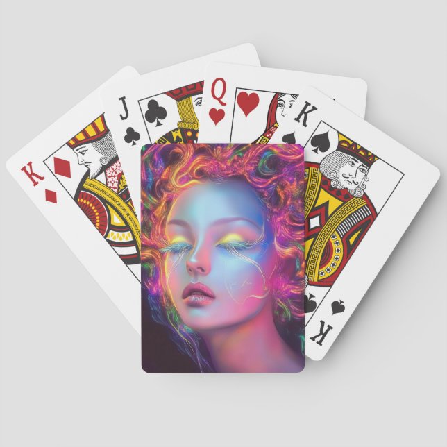 Alien Woman mit kosmischem Haar Spielkarten (Rückseite)
