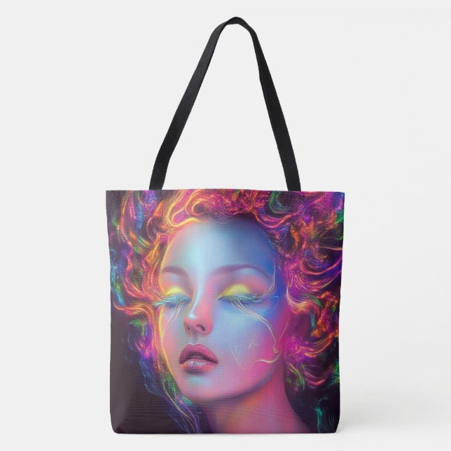 Alien Woman mit kosmischem Haar Tasche (Vorderseite)