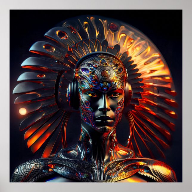 Alien Woman mit Metallheizung Poster (Vorne)