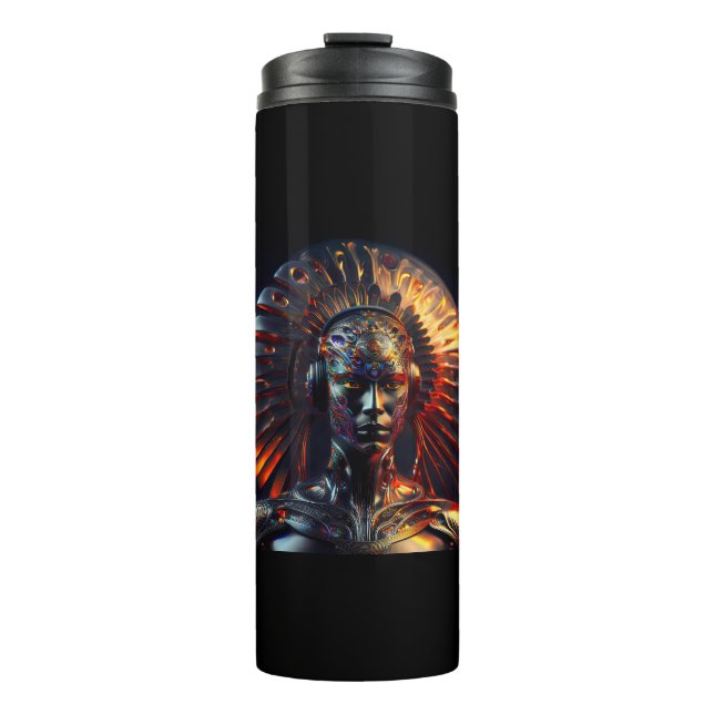 Alien Woman mit Metallheizung Thermosbecher (Vorderseite)