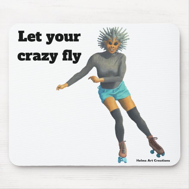 Alien Woman Roller Skaten Fantasy Art Mouse Pad Mousepad (Vorne)
