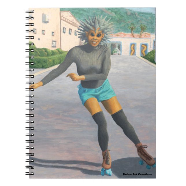 Alien Woman Roller Skaten Fantasy Art Notebook Notizblock (Vorderseite)