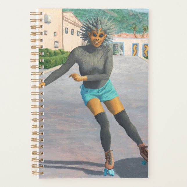 Alien Woman Roller Skaten Fantasy Art Planner Planer (Vorderseite)