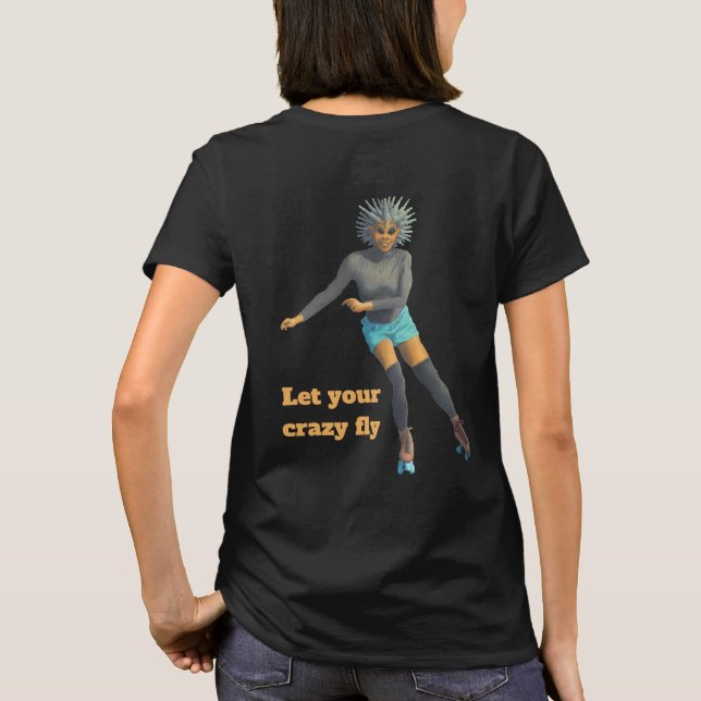 Alien Woman Roller Skaten Fantasy Art Shirt (Rückseite)