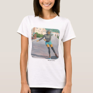 Alien Woman Roller Skaten Fantasy Art T - Shirt