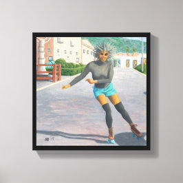 Alien Woman Roller Skaten Fantasy Canvas Print Leinwanddruck