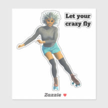 Alien Woman Roller Skaten Fantasy Custom Sticker