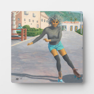 Alien Woman Roller Skater Fantasy Art Foto Plaque Fotoplatte