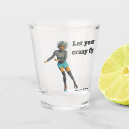 Alien Woman Roller Skater Fantasy Art Showglas Schnapsglas