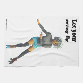 Alien Woman Roller Skater Fantasy Kittuch Geschirrtuch