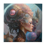 Alien Woman Surreal Science Fiction Art Fliese<br><div class="desc">Fantasy Art Produkte von The Lunarium.</div>