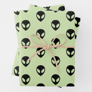Alien-Wrapping-Papier-Flachblatt-Set 3 Geschenkpapier Set