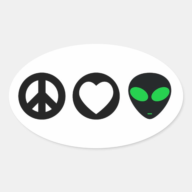 Alien zur Liebe des Friedens Ovaler Aufkleber (Vorderseite)