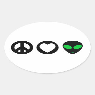 Alien zur Liebe des Friedens Ovaler Aufkleber